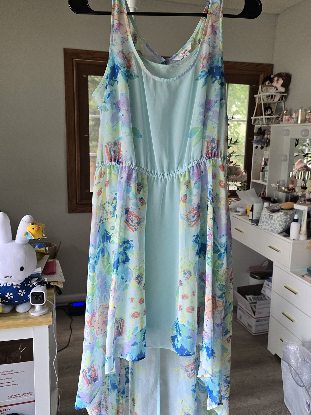 Candie's Light Blue Floral Layered High-Low Sundress